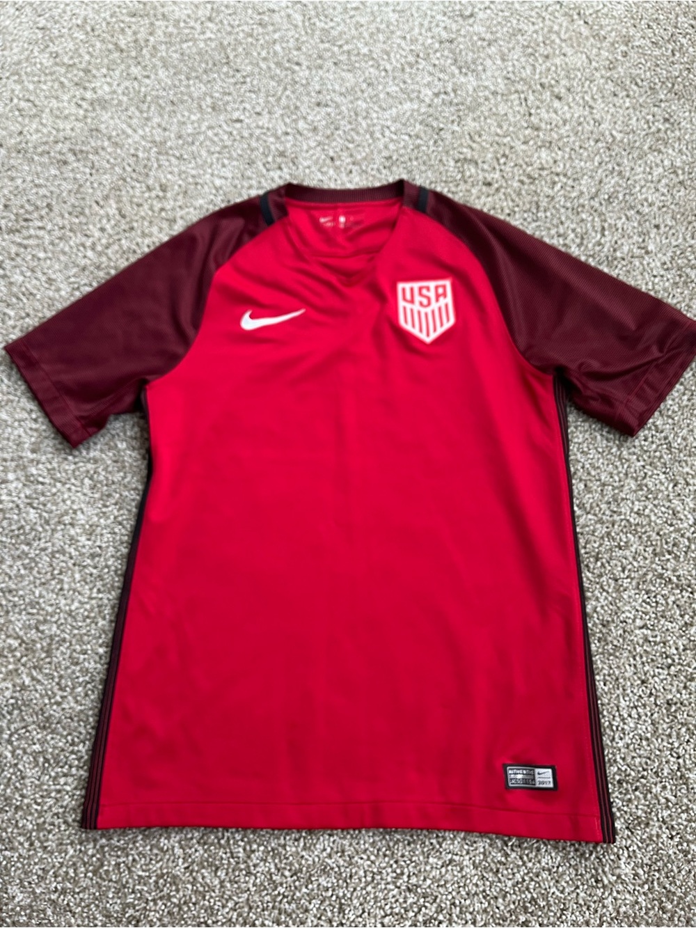 Nike Red and Maroon USA Soccer Jersey